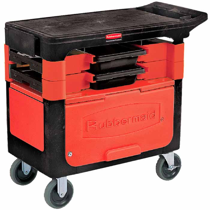 CARRO INDUSTRIAL GABINETE 2CAJAS 4RECIPIENTES RUBBERMAID 6180-88