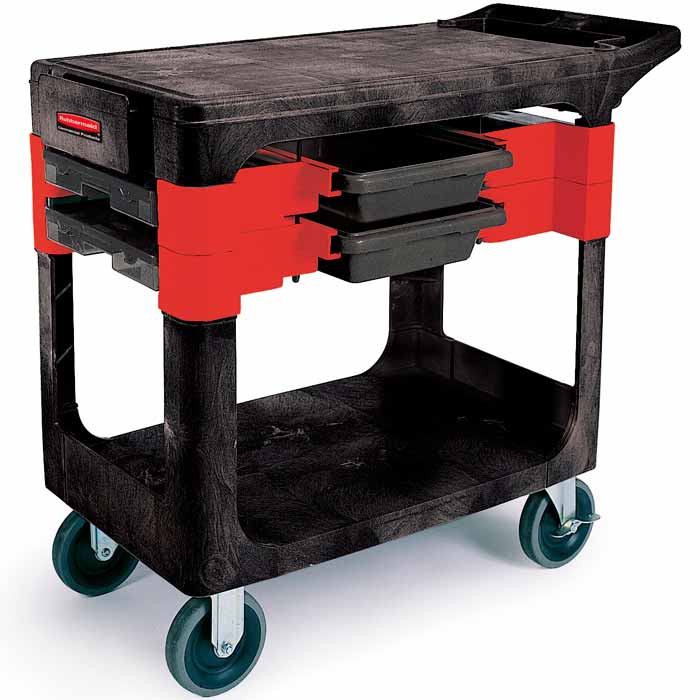 CARRO INDUSTRIAL C/RUEDAS, 2CAJAS 4RECIPIENTES RUBBERMAID 6180