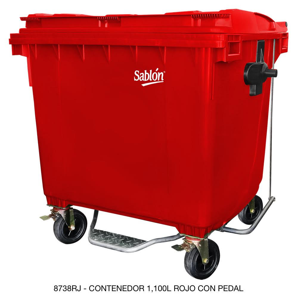 CONTENEDOR VERDE CON PEDAL 1,100 LITROS | 291 gal - 8738RJ